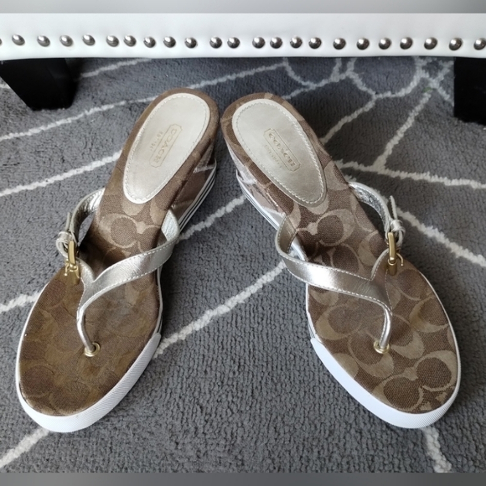 Coach "Pristine" Signature Patchwork Logo Sandals - image 2